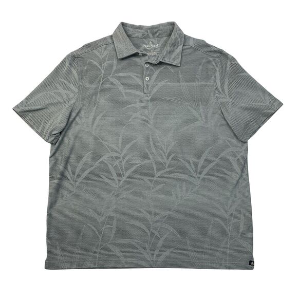 Nat Nast Polo Shirt Mens XL Extra Large Grey Floral Island Cotton Blend Golf - Picture 1 of 9